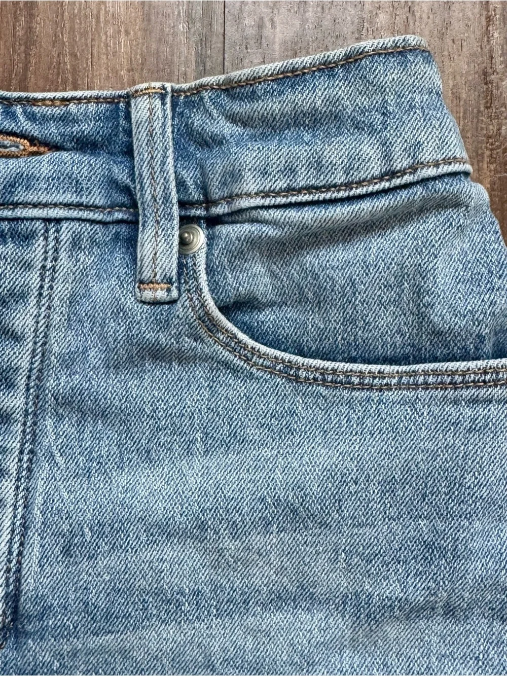 Good American Light Blue Denim Shorts with Crystal Fringe, Size 26